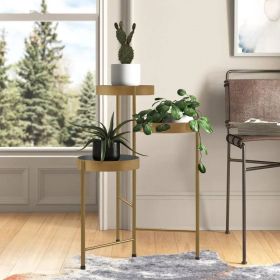 Modern Gold Grey Metal 3-Tier Flower Pot Plant Stand