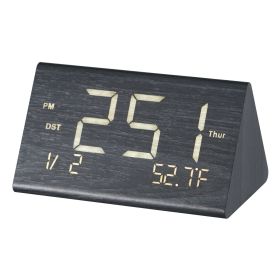 Digital Alarm Clock, Wooden Desk Clock with Dual Alarm, USB Port, Snooze, Night Light, Voice Control, Adjustable Volume