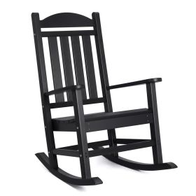 Outdoor HDPE Rocking Chair, Weather Resistant Adirondack Rocker with High Back, 400 lbs Weight Capacity for Patio, Porch, Garden, Backyard, Balco