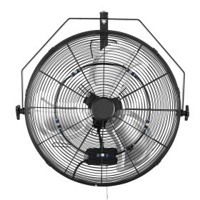 Wall Mount Fan, 20 in Wall Mounted Hanging Fan with Mist, IP44-rated Protection, 3-Speed, Long Airflow Distance, Adjustable Rotation Angle