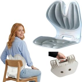 Foldable Ergonomic Lumbar Support Curve for Office Chair, Portable Posture Corrector Back Curve Seat, Pain Relief (Gray, M)