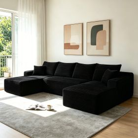 134" Cloud Sectional Sofa with U-Shape Chaise and Side Pockets and Cup holder , Modern Modular Design, Deep Seating