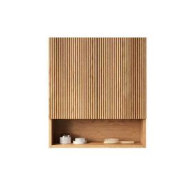 TOBI 26" Wall-Mounted Striped Bathroom Cabinet, with Doors, Shelf and Open Storage Compartment Over The Toilet Storage Cabinet for Bathroom, Kitc