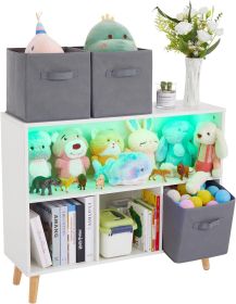 LED Kids Bookshelf and Toy Storage, Kids Bookcase with Storage, Kids Toy Storage Organizer, Bookshelf for Kids, Book Shelf for Kids Rooms and Bed