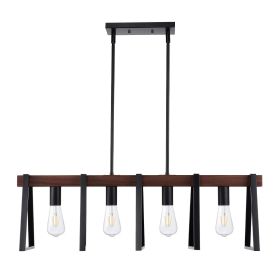 4-Light Kitchen Island Pendant Lights, 60W, Adjustable Dining Room Light Fixture with 2 x 6'' and 6 x 12'' Rods