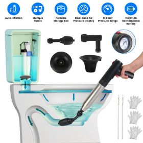 Electric Toilet Plunger High Pressure Air Plunger Air Drain Blaster Drain Clog Remover with Real Time Pressure Display for Toilets Bathroom Floor