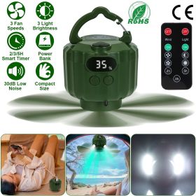 Portable Camping Ceiling LED Fan 5200mAh USB Battery Powered Hanging Tent Lantern Fan Power Bank with 3 Fan Speed 3 Light Brightness Smart Timer