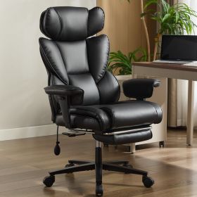 Office Chair with Foot Rest and Waist Lumber Support, Ergonomic Gaming Chair with Adjustable Height Headrest (Color: Black)