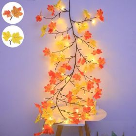 Fall Wall Decor Macrame Wall Hanging Shelf with Fall Lighted Garland (size: 96LED/6FT)