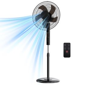 Remote Control Quiet Standing Fan, Oscillating Pedestal Fan with Adjustable Height, Timer and Multiple Modes for Bedroom Office (Color: Black)